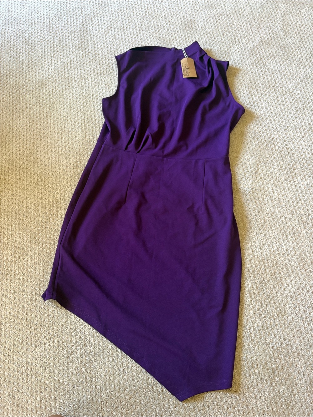 Asymmetrical Hem Sleeveless Dress in Deep Purple